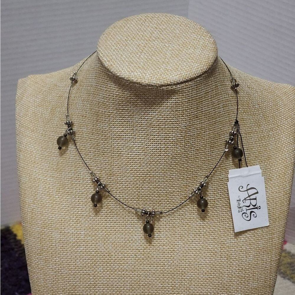 TRESKA beaded illusion necklace new